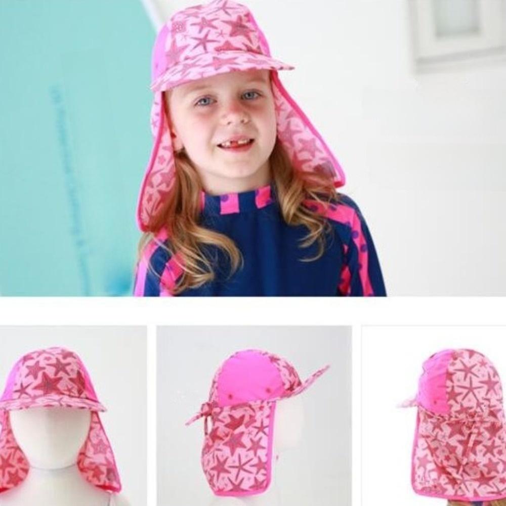 Flower Kids Beach Hat UV Protection Sunshade Swimming Cap Flap Cap Kids Sun Hat  Swimming