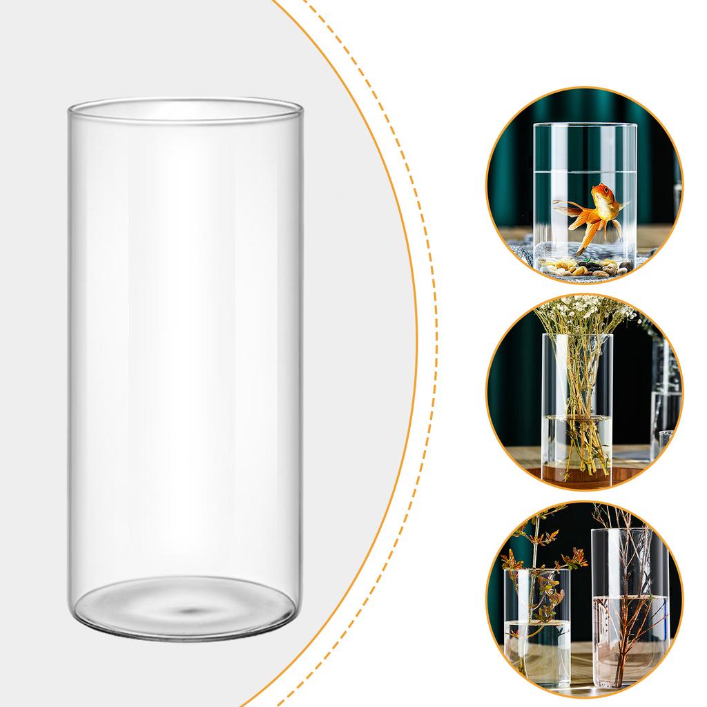 Clear Glass Cylinder Vase Multiple Size Glass Flower Vase Hydroponic Floral Container Candle Holder Table Centerpieces