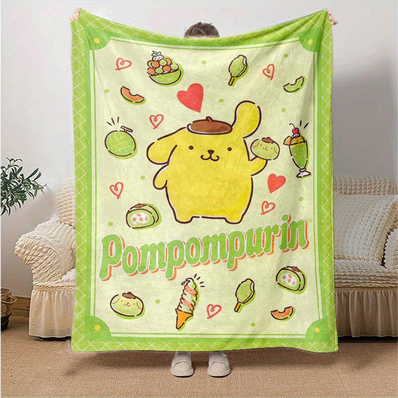 1pc Pompompurin Cartoon Blanket, Cute Animal Design for Room Decor, Soft Throw Blanket Perfect as Birthday Gift, Living Room, Travel, Camping, Car Bla