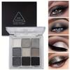 Dark Punk Smoky Nine-color Eyeshadow Palette Black and White Gray Metallic Pearlescent Matte Silver Halloween Party