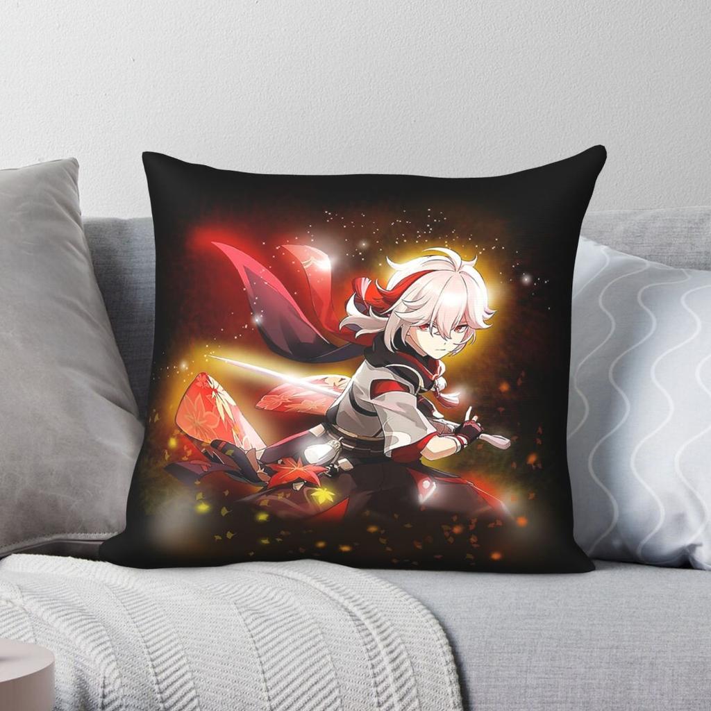 Kaedehara Kazuha Genshin Impact Square Pillowcase Polyester Linen Velvet Pattern Zip Decorative Throw Pillow Case Car Cover