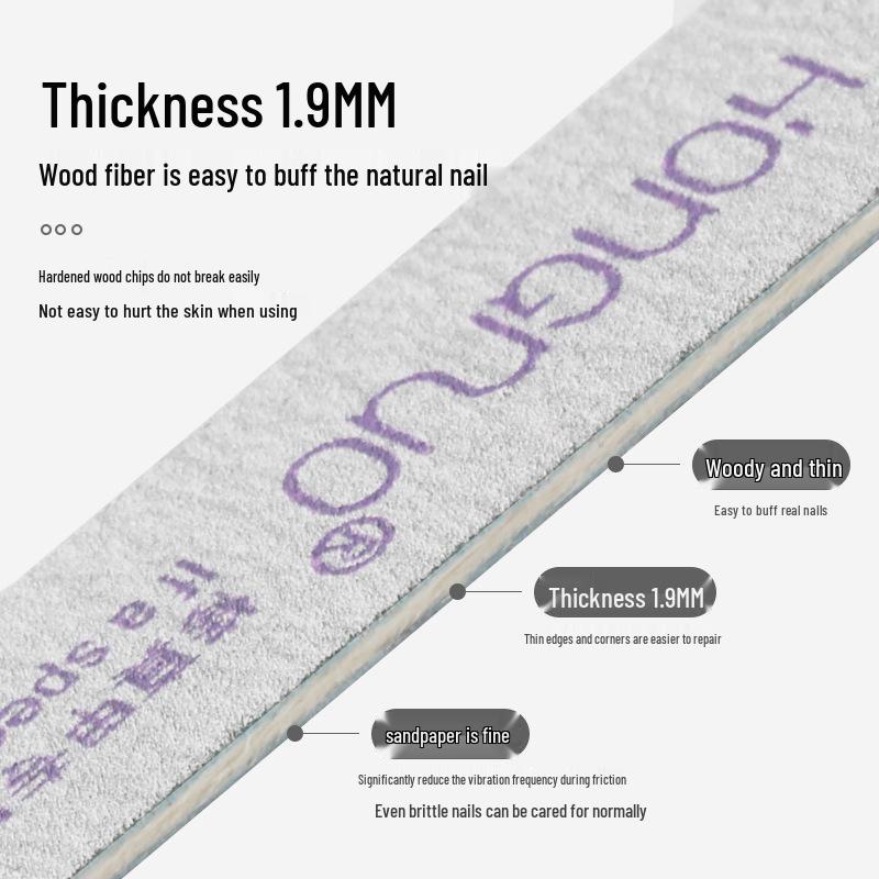 Ультратонкая пилка для ногтей 180/240 грит для натуральных ногтей - Деревянный полировщик в форме ножа