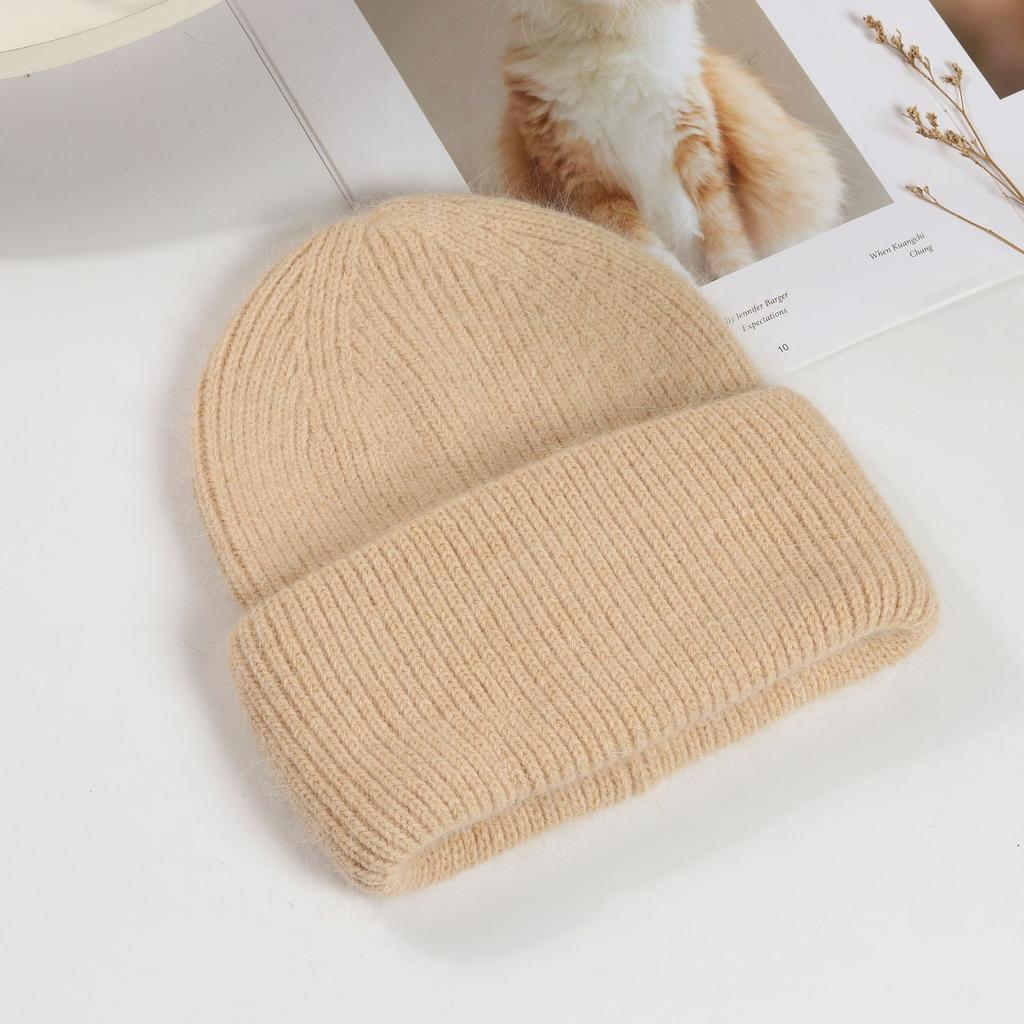 Winter Hat Rabbit Fur Winter Hats For Women Fashion Keep Warm Beanie Hats Solid Color Adult Head Cap