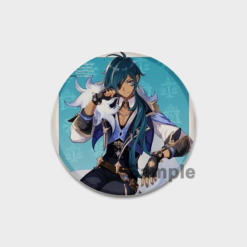 58 мм аниме Genshin Impact значки Yae Miko Xiao Zhongli, эмалированные булавки, мультяшная пуговица, брошь, украшение на грудь для рюкзаков, подарки для фанатов