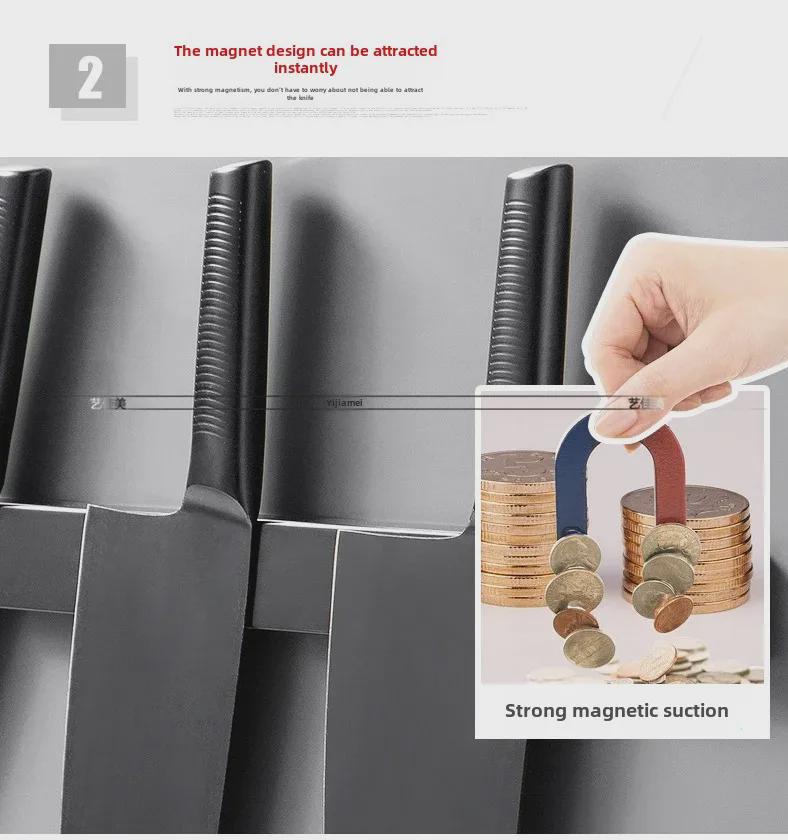 Магнитная подставка для ножей - настенное крепление без перфорации из нержавеющей стали 304 для хранения на кухне