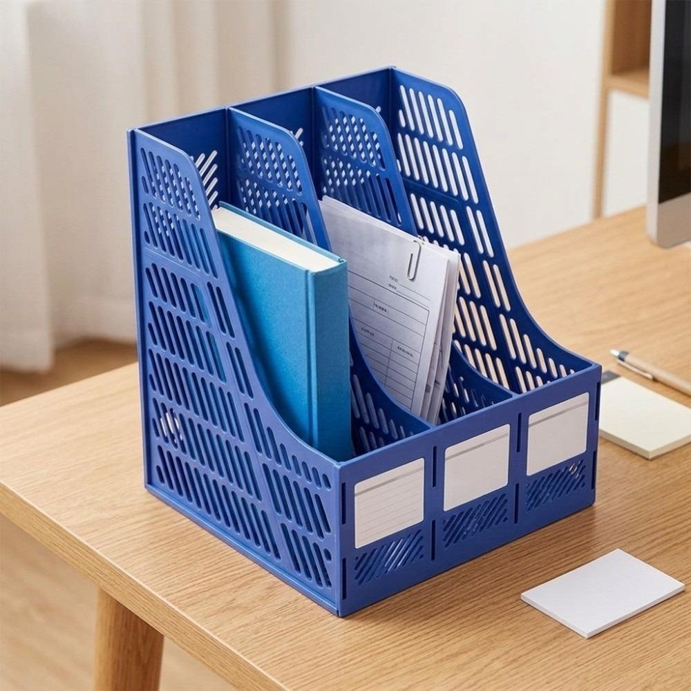 PP Desk Organizer 4 Vertical Compartments Document Holder Portable File Sorter Daily Use
