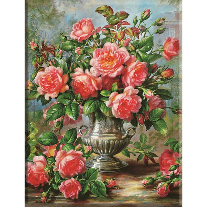 DIY 5D алмазная живопись ваза для цветов вышивка крестиком полная круглая Алмазная вышивка мозаика Цветочная картина из страз Декор подарок