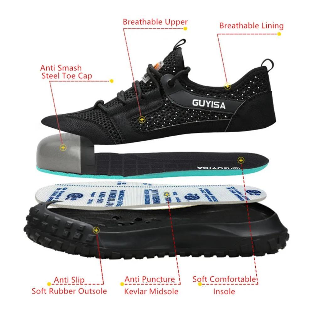 Дышащая защитная рабочая обувь, рабочая обувь с защитой от проколов, нескользящие защитные кроссовки со стальным носком, рабочая обувь