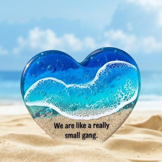 Ocean Pocket Heart Glass Beach Heart Ornament Handmade Pocket Sea Mini Heart Keepsake Gift for Friend Valentine's Day Birthday