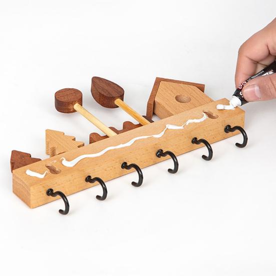 Деревянная ключница в деревенском стиле Вешалка с декоративными 6 настенными крючками Ключница для прихожей для ключей