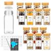 Glass Spice Jars with Bamboo Lid Collapsible Funnel Include with Minimalist Spice Labels Stickers Storage Bottles for Spice Rack
