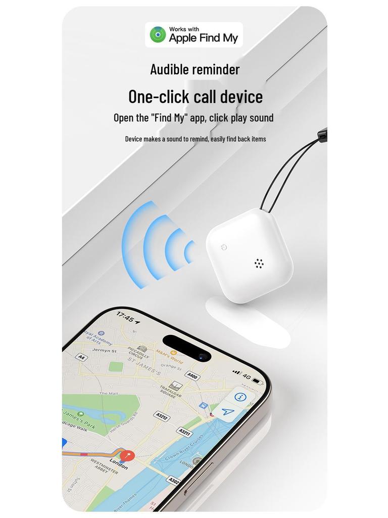 Компактный Bluetooth трекер для питомцев: Совместимо с Apple Find My, Устройство защиты от потери