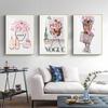 Pink Fashion Girl Flower Print Perfume Women Luxury Books Decorative Paintings Canvas Wall Art Pictures Nordic Room Decorations