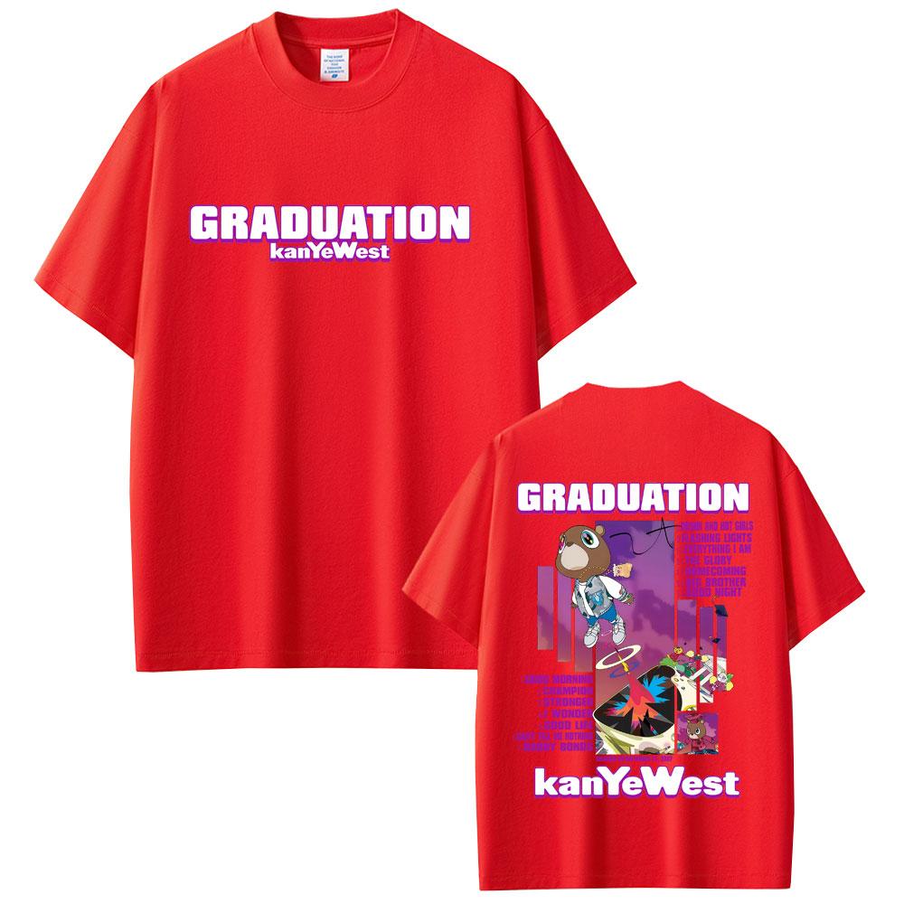 Футболки с графикой медведя из альбома Graduation рэпера Канье Уэста, мужские футболки в стиле хип-хоп, футболки с поп-музыкой, мужская повседневная хлопковая винтажная футболка