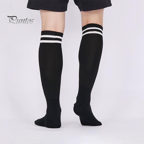 1 пара футбольных носков до колена в полоску, противоскользящие, впитывающие влагу, эластичные, детские, молодежные, спортивные, футбольные, компрессионные, с высокой трубкой, чулки