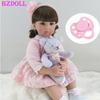 BZDOLL 60 CM Silicone Bebe Reborn Toddler Girl Baby Doll 24inch Lifelike Pink Princess Toy with Plush Bear Lovely Birthday Gift