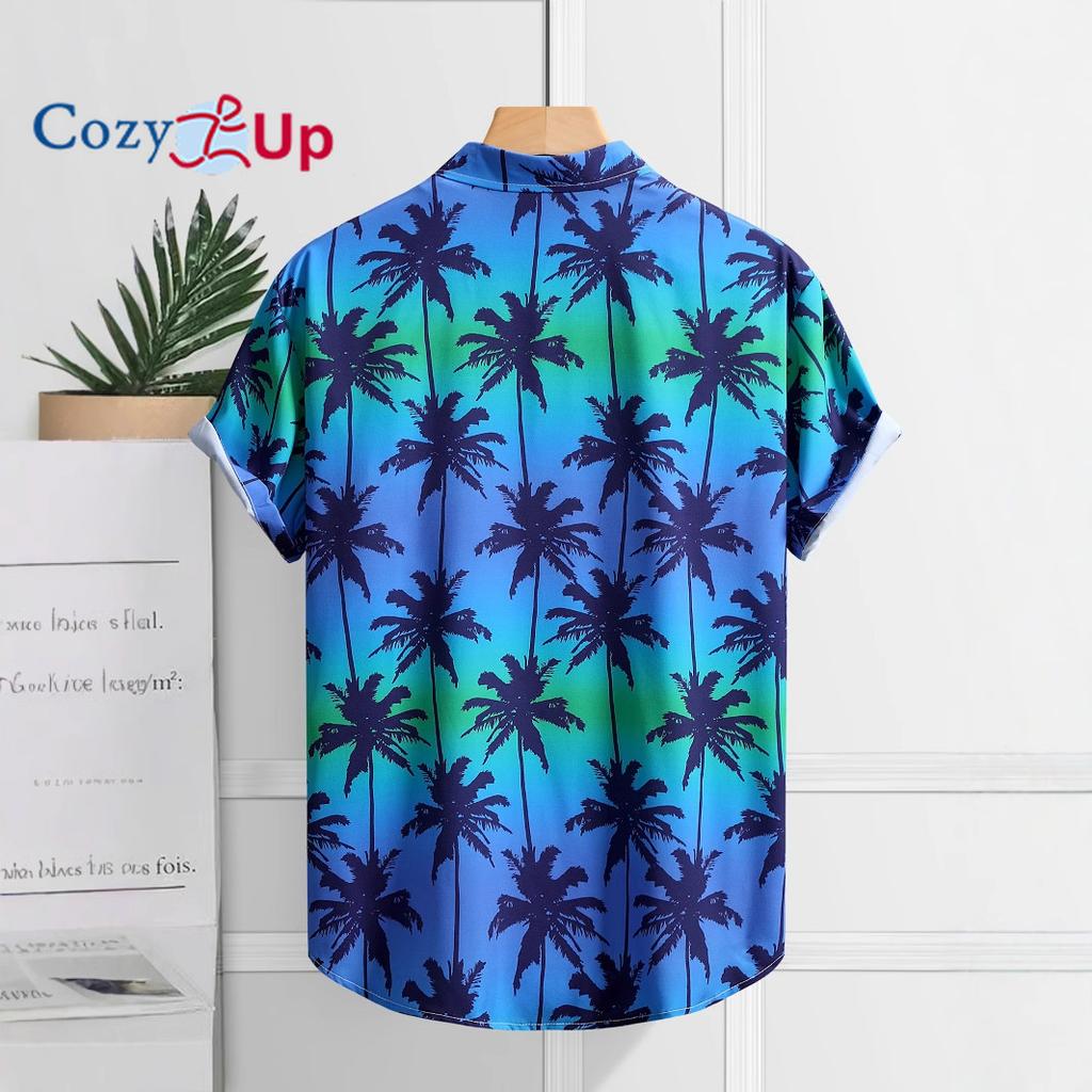 Мужская рубашка с коротким рукавом с принтом кокосовой пальмы, постепенные изменения, мужская рубашка, лето 2025 г., новинка