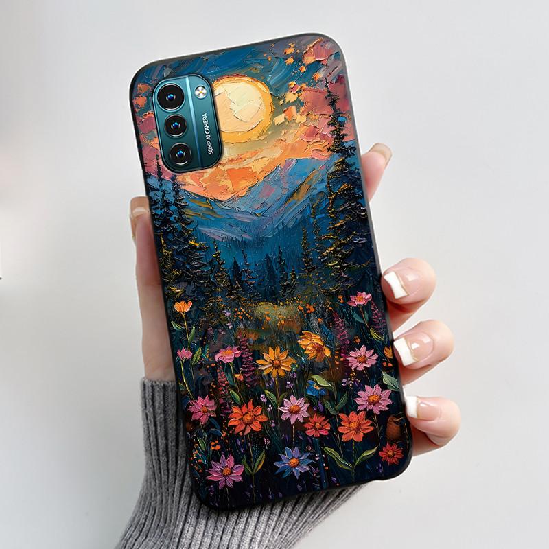 Чехол для Nokia G21 G11 Plus Милый Мультяшный Кролик с Сердечком Черный Мягкий Чехол из ТПУ Силикона Для NokiaG21 G 11 G11Plus Бампер Чехол для Телефона