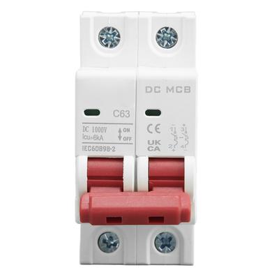 Автоматический выключатель 2P DC 1000V MCB 63A Защитный выключатель 6000A Отключающая способность для дома