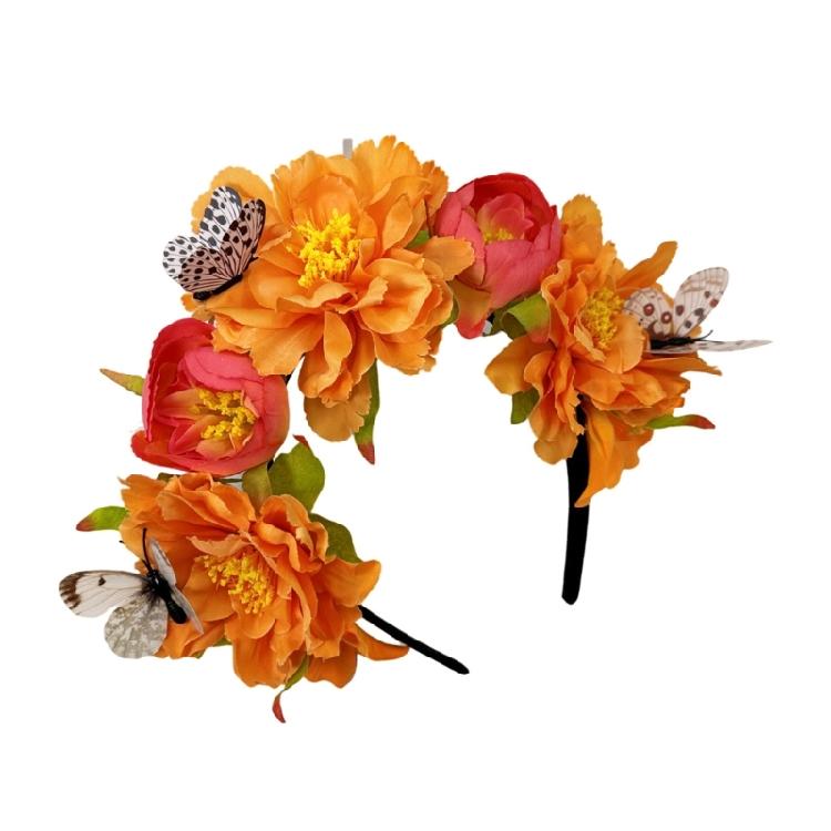 Реалистичный ободок-цветок из ткани для женщин и девочек, тематическая вечеринка, головной убор Мексика, этнический головной убор, свадебный, для невесты