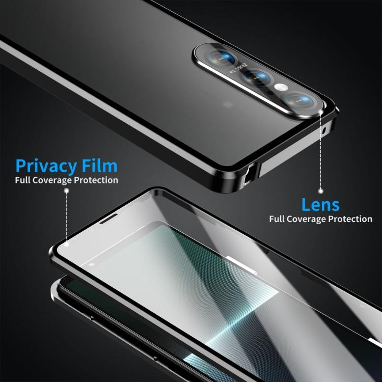 Для Sony Xperia 1 V HD Магнитный Металлический Чехол для Телефона из Закаленного Стекла