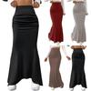 Женская макси-юбка с высокой талией, однотонная юбка-рыбий хвост, облегающая юбка длиной до щиколотки с подъемом бедер