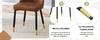Set of 2 – Modern Brown Dining Chairs with Backrest of Tech Fabric and Black Metal Legs, Suitable for Areas such as Dining Room, Kitchen and Bedroom.