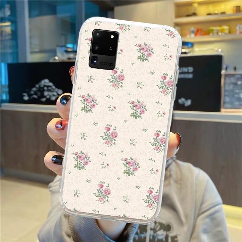 Винтажный цветочный чехол для телефона Samsung Galaxy S10 S21 S22 Plus Ultra A91 A51 A21S A12 Прозрачный чехол для телефона