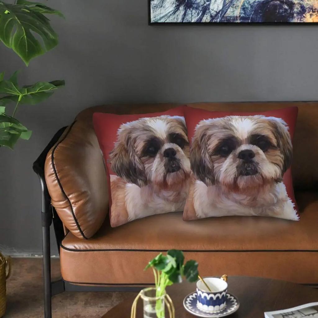 Shih Tzu Dog 2 Pcs Square Pillowcase Pillow Cover Cushion Decor Comfort Throw Pillow For Home Sofa
