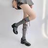 White Calf Slouch Socks for Women | Summer Thin Ballet-Style Knee-High Socks with Bowknot