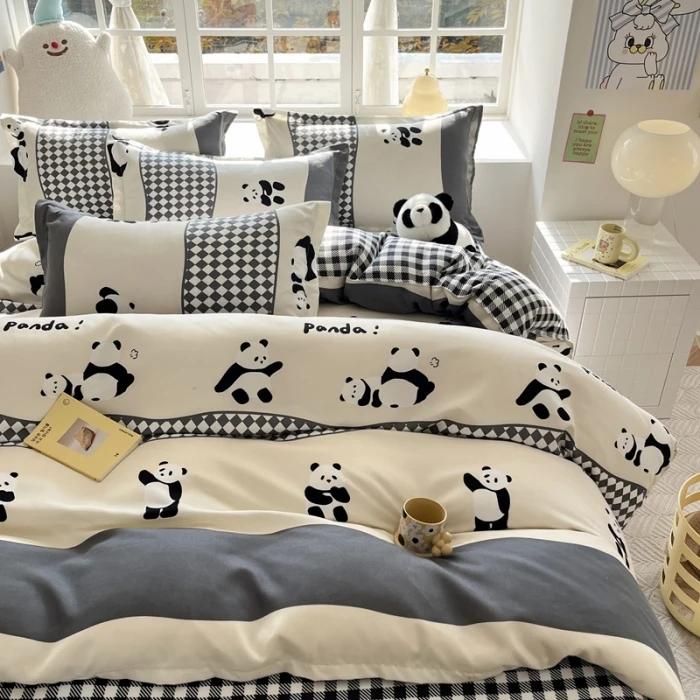 Маленький свежий комплект из четырех предметов из чистого хлопка с потертостями, приятная к коже простыня, пододеяльник из стиранного хлопка, комплект из трех предметов для общежития