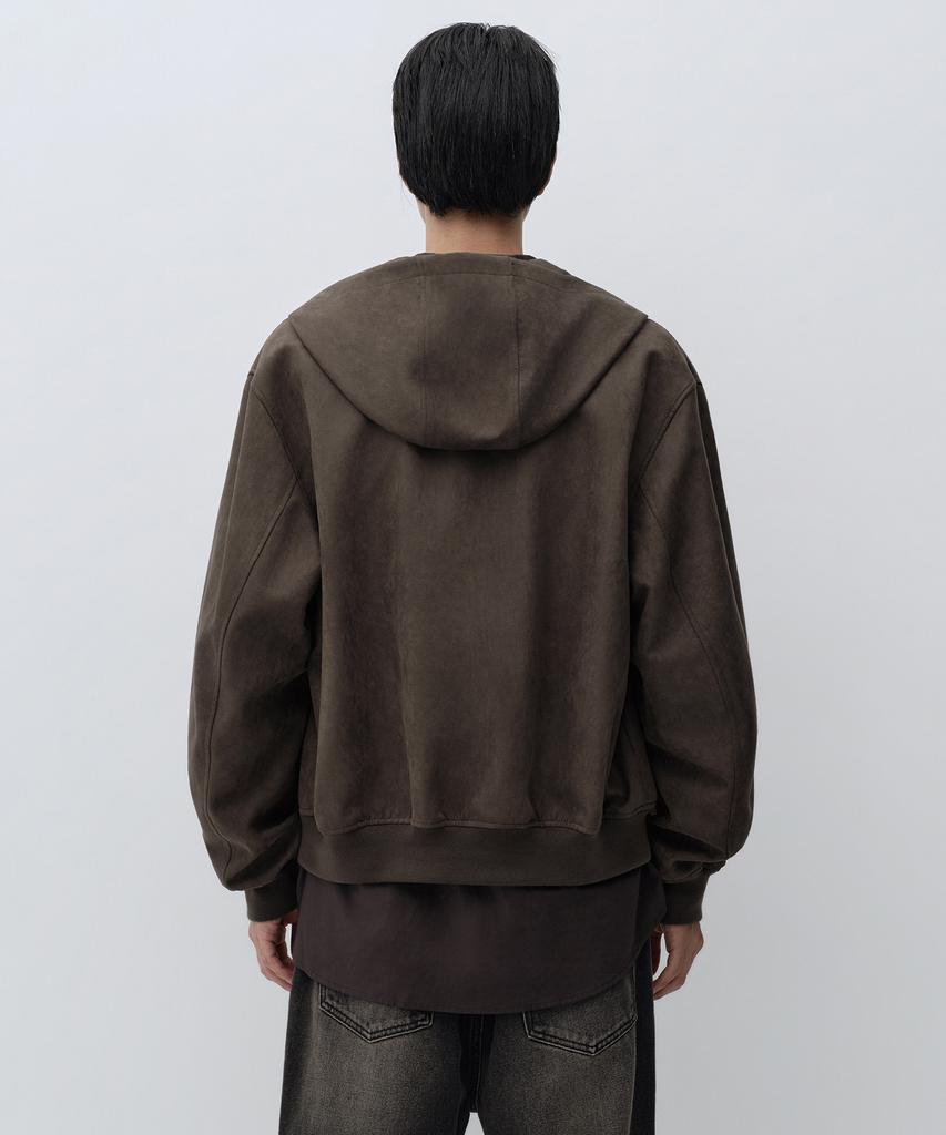 MUSINSA STANDARD Synthetic Suede Hooded Jacket [Brown]