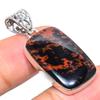 Natural Mahogany Red Obsidian 925 Solid Sterling Silver Gift Pendant 1.65" S2D55