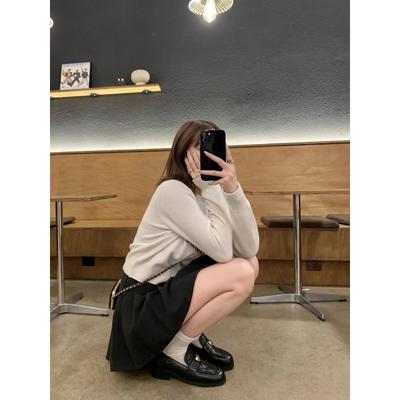 [] Мягкая овчина~ Ромбовидная пряжка-сердечко Толстый каблук Ленивые женские туфли