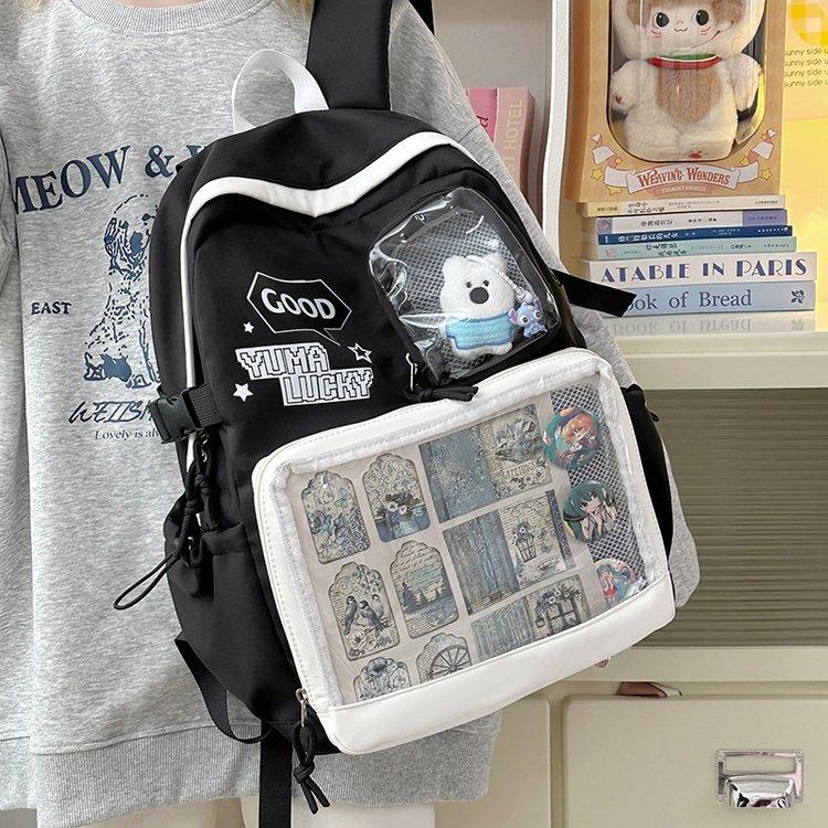 Schoolbag two-dimensional element large-capacity transparent campus pain layer versatile schoolbag junior high school high school student backpack