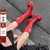 Boots Women's Boots Autumn New Thick-soled High-end Buckle Knight Boots Red Waterproof High Rain Boots