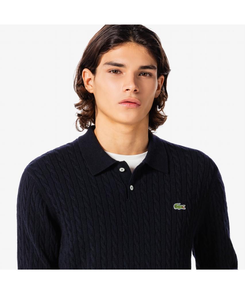 LACOSTE Men'S Cable Long Sleeve Polo Sweater Ah580E-55N 166
