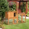 Small animal hutch with outdoor run, removable base tray, weatherproof, 141 cm x 60 cm x 86 cm, brown