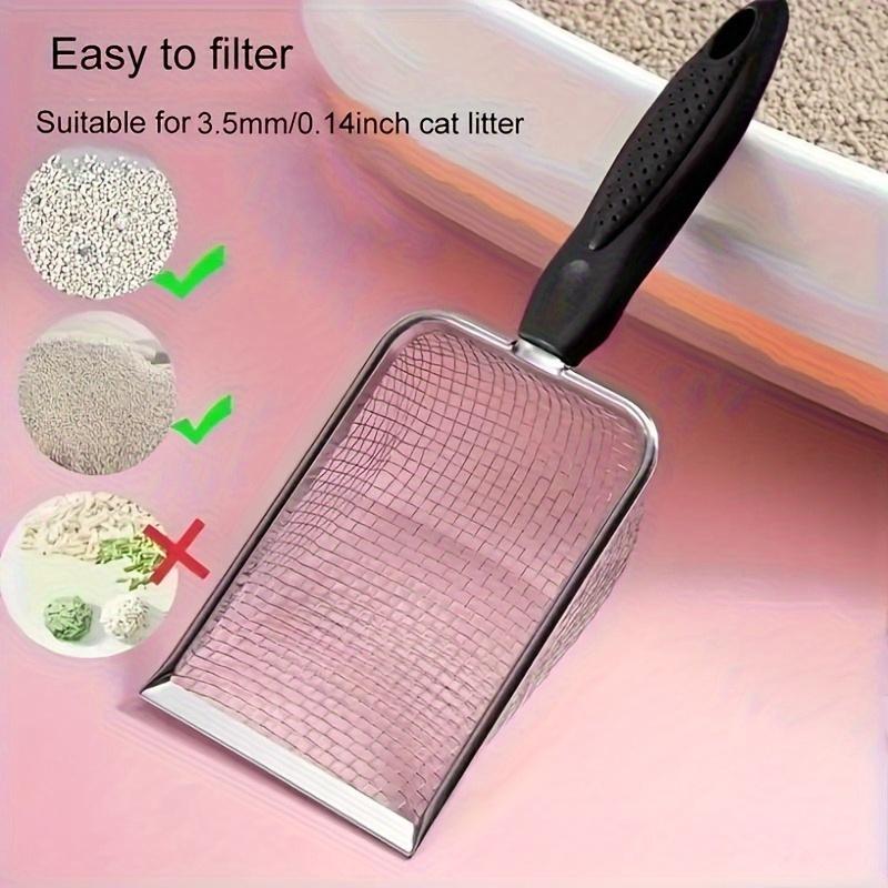 A Large Colander Stainless Steel Pet Feces Shovel Plastic Handle Stainless Steel Shovel for Easy Use of Dogs and Cats