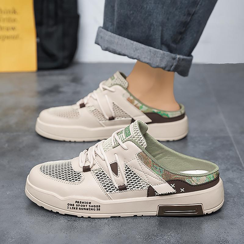 Мужская спортивная обувь Летние мюли с открытой спиной Повседневные сандалии Кроссовки Сабо Студенческие тапочки больших размеров