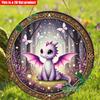 2D Flat 20*20cm1pc Purple Dragon&butterfly Patterns Fantasy Round Decoration, Forest Scenery Magical Style Wall Art Plaque, Suitable for Children Bedr