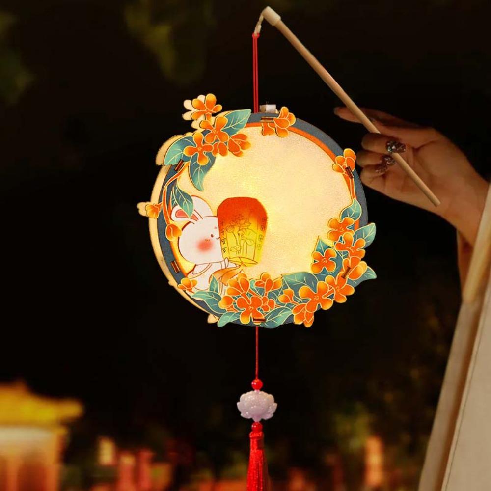 Paper Hollow Glowing Flower Lamp Craft Material Festival Nightlight Rabbit Lanterns Bedroom Decor