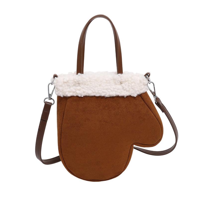 Autumn and winter new Korean style personalized gloves plush bag trend one-shoulder messenger bag