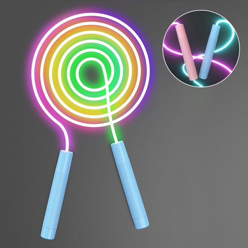 Светящаяся скакалка для детей, регулируемая по росту, светодиодная, для ночных прыжков, детская, взрослая, легкая, для тренировок, спортивный фитнес-инвентарь