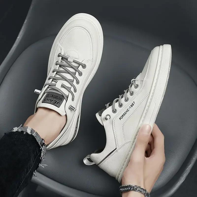 Men's Casual Leather Sneakers Waterproof Vulcanized Shoes Men 2025 Comforthable Spring Sneakers Men Casual Shoes Plus Size 39-44