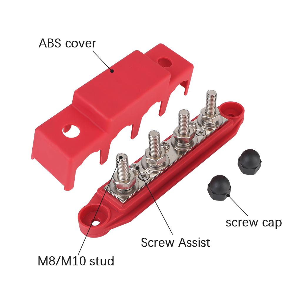 Для лодки, грузовика, дома на колесах, каравана, автомобиля, блок распределения питания, 4 выхода, шпильки 5/16" 3/8", 48 В 250 А постоянного тока, шпильки M8 M10, шина заземления, электрический соединитель