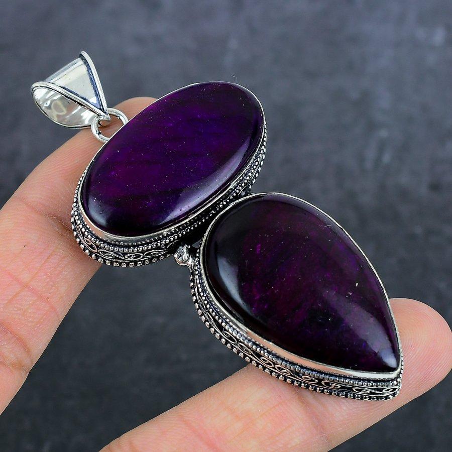 Розовый Лабрадорит Камень Ручная Работа 925 Пробы Стерлинговое Серебро Кулон 3.15" L8c54