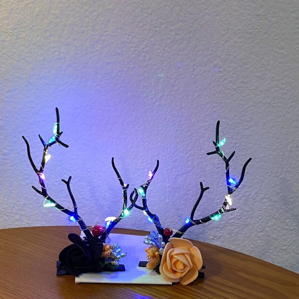 LED Fairy Deer Ear Headband Elk Ears Kids Head Wear Halloween Glowing Antler Hair Hoop  Photo Props