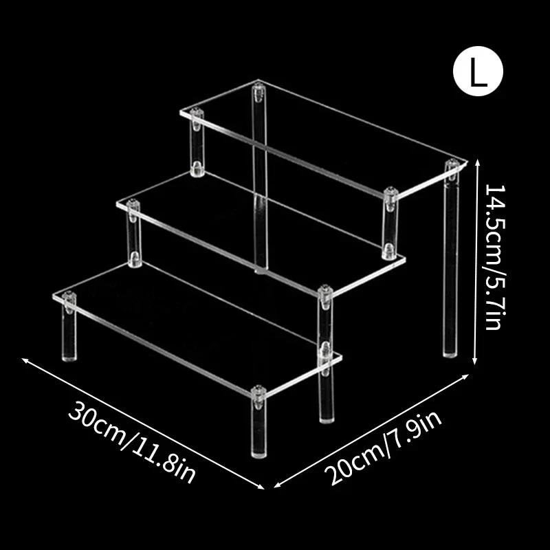 1-5 Tiers Transparent Acrylic Display Stand Risers Rack Display Shelf Clear Pop Figures Cupcake Dessert Perfume Doll Organizer
