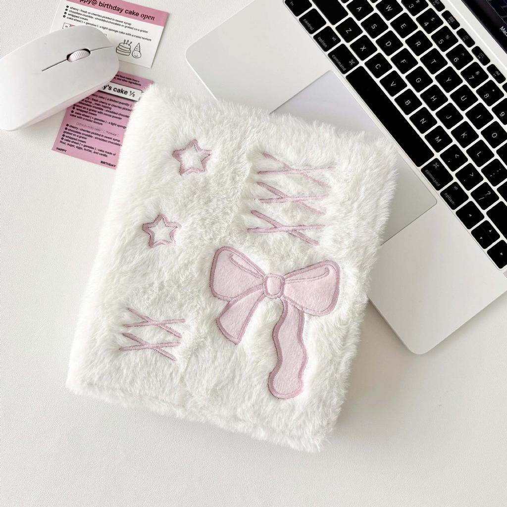 Оригинальный плюшевый альбом для открыток и фото в стиле балетного банта формата А6 - внутренние страницы с отрывными листами для хранения небольших карточек